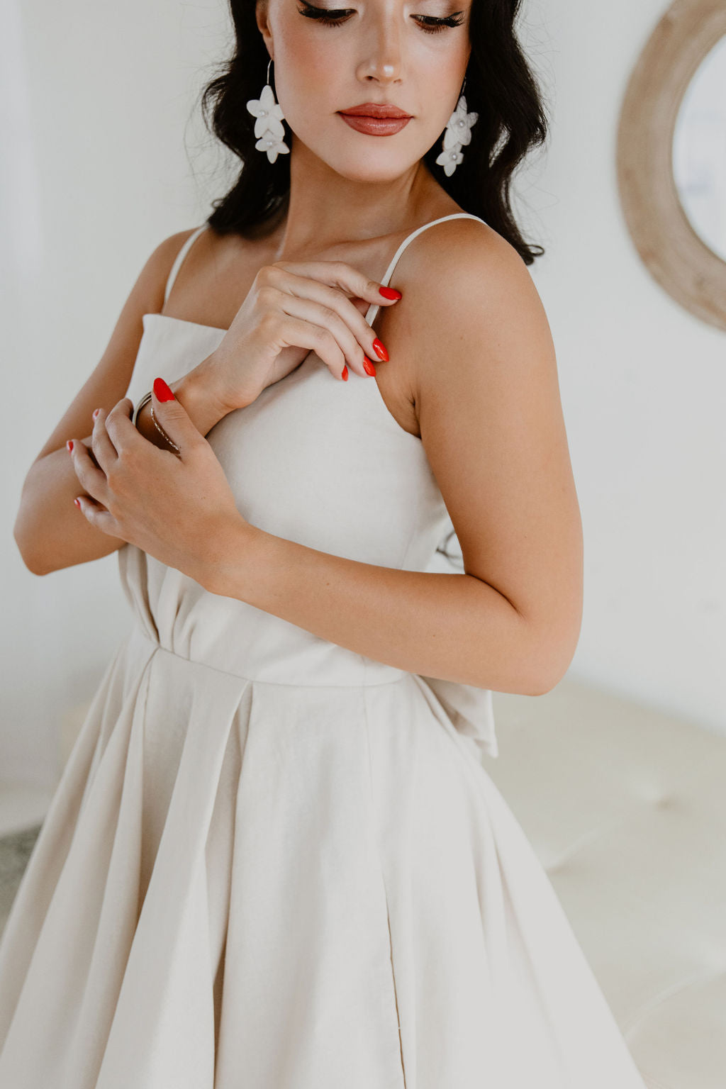 Cocktail, party, bridesmaids, kitchen tea dress, with full circle skirt and bow