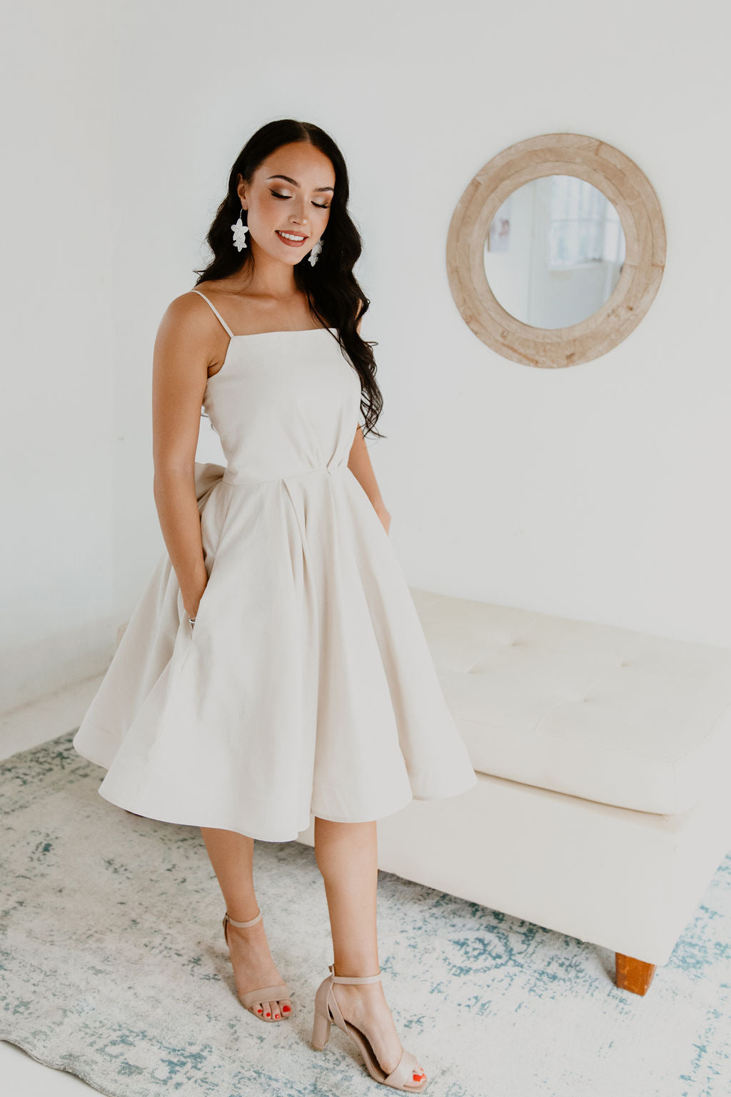 Cocktail, party, bridesmaids, kitchen tea dress, with full circle skirt and bow