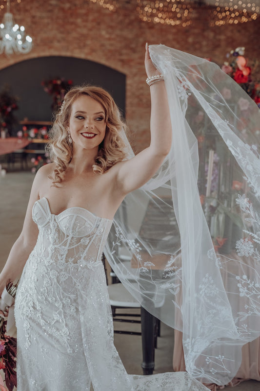 Embroidered Wild Flower Veil